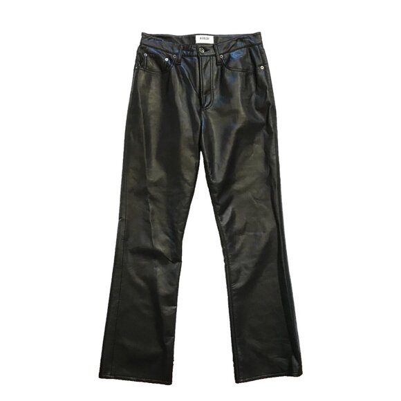 Agolde Recycled Leather Pants Womens 26 Black High Rise Waist 90s Straight Leg - Picture 4 of 12